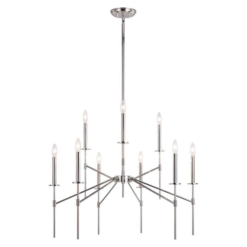 Kedzie 9 Light Brass Mid-Century Modern Chandelier
