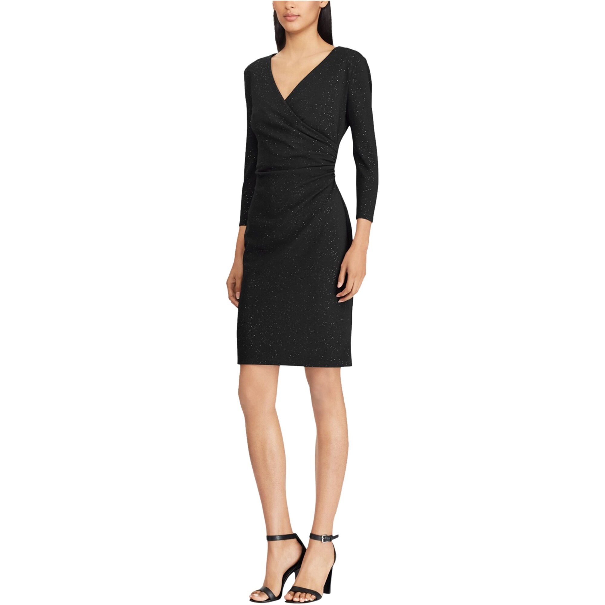 american living cocktail dresses $78 American Living Womens Black Short Sleeve Ruffled V Neck Cocktail Dress Sz 8