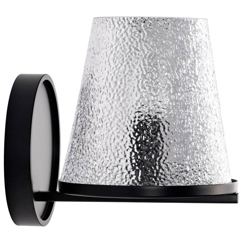 Valentine 1 Light Vanity Black Finish Hammered Glass