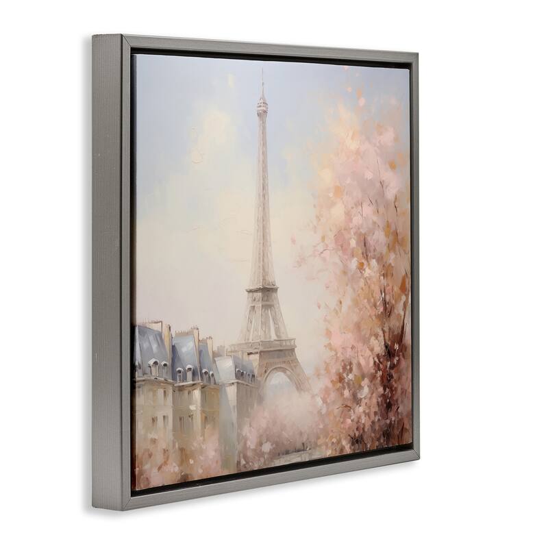 Stupell Parisian Eiffel Tower Cityscape Framed Floater Canvas Wall Art Design By Arlington Prints