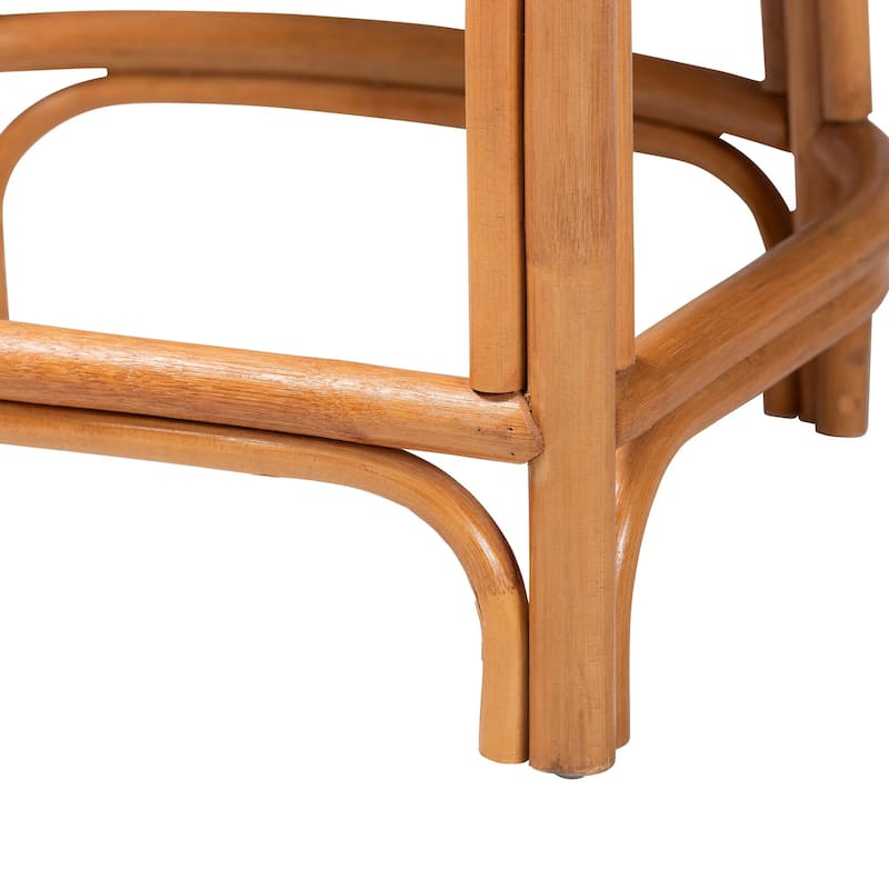 Aria Natural Rattan Counter Stool with Cushion - Handwoven Cane Counter Height Seating for Kitchen Island or Dining Area
