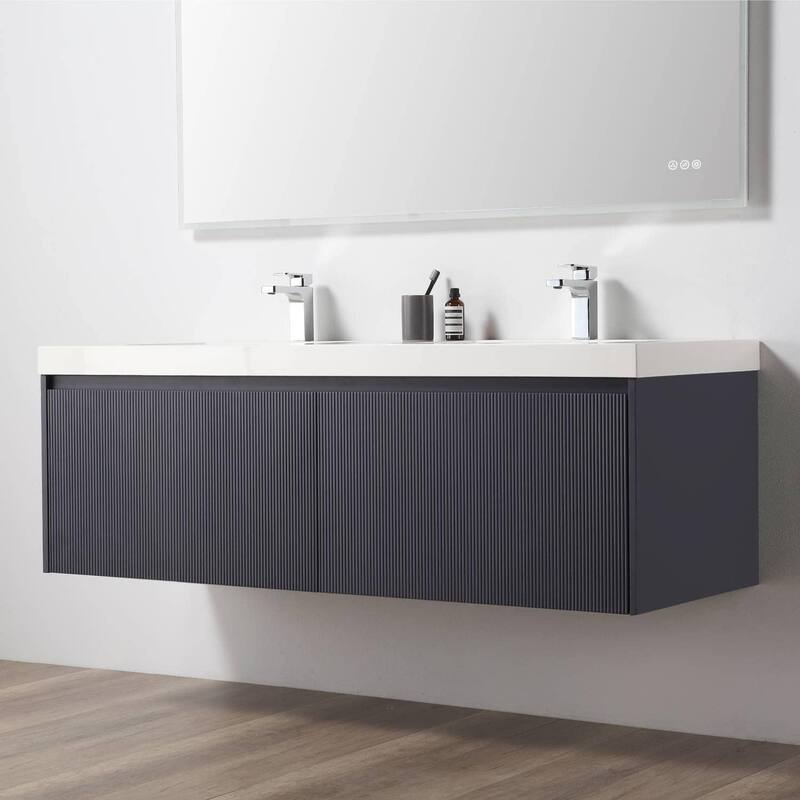 Blossom Positano 60" Floating Double Sink Vanity with Side Cabinets