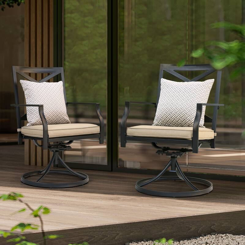 Dining Swivel Chair Set with Cushion - Black