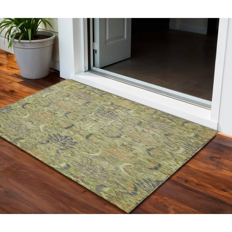 HomeRoots Damask Transitional Rectangle Outdoor Rug - 3' x 5'