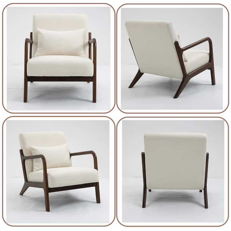 Mid-Century Velvet Upholstered Accent Chair Armchair w/Waist Cushion
