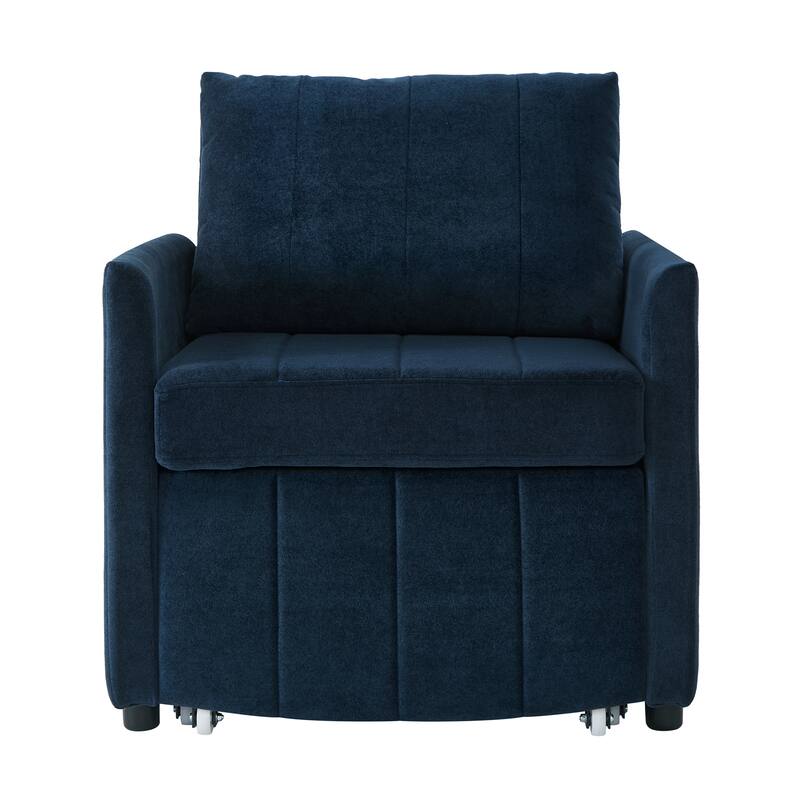 Chenille Convertible Sleeper Sofa Chair with 5-Position Backrest, Storage Basket and 440lb Capacity