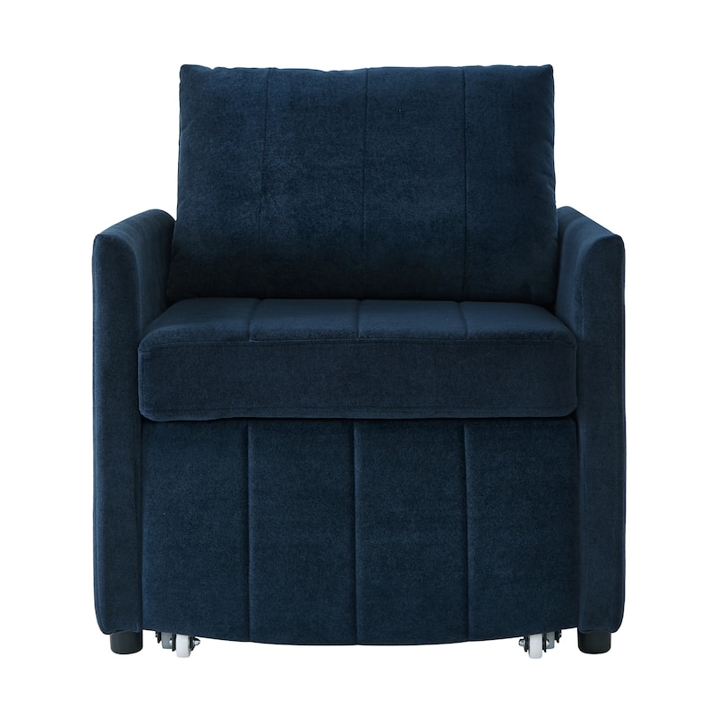 Roomfitters Convertible Sleeper Sofa with Pull-Out Bed 5-Position Adjustable Backrest Side Pockets & Storage Basket