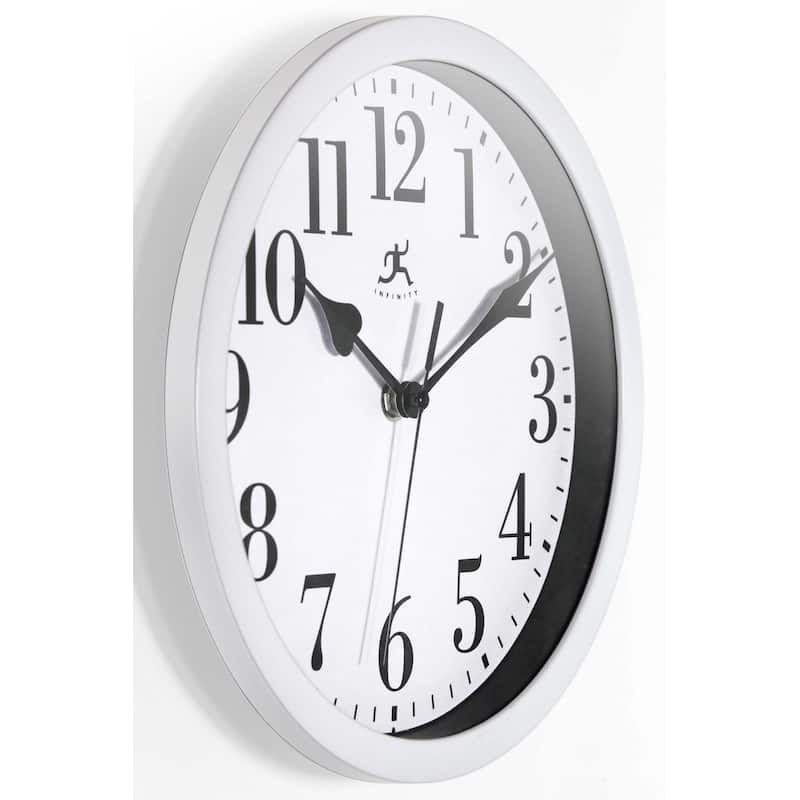White Plastic 10 inch Simple Office Wall Clock - 9.625 x 1.5 x 9.625