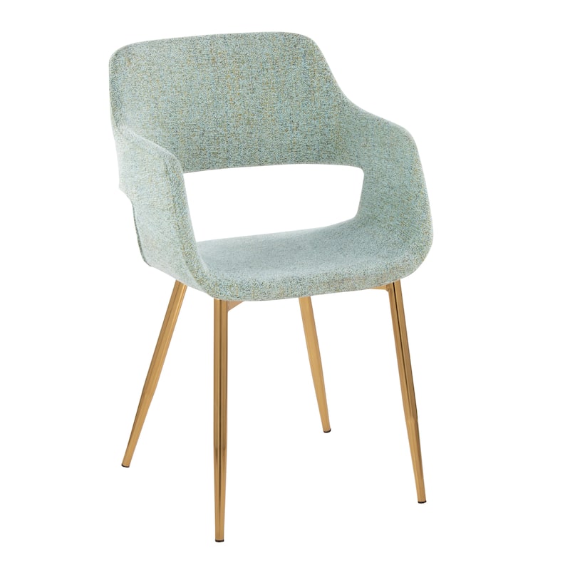 Porch & Den Vallen Dining Chair with Metal Legs (Set of 2) - Light Green Fabric/Gold Metal