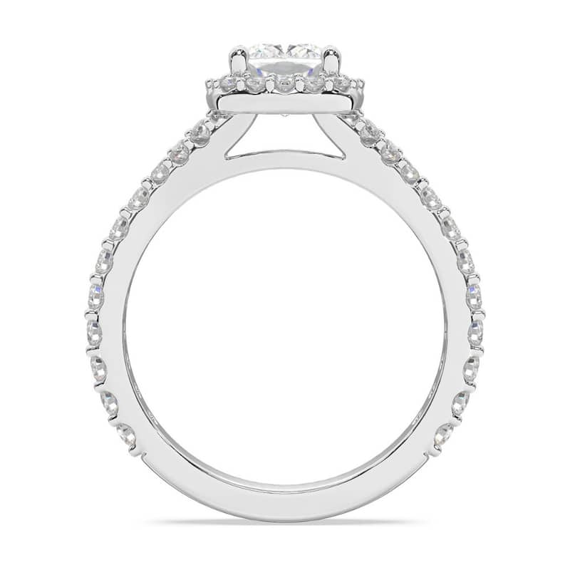 2Ct Cushion Halo Lab Grown Diamond Engagement Ring in Gold
