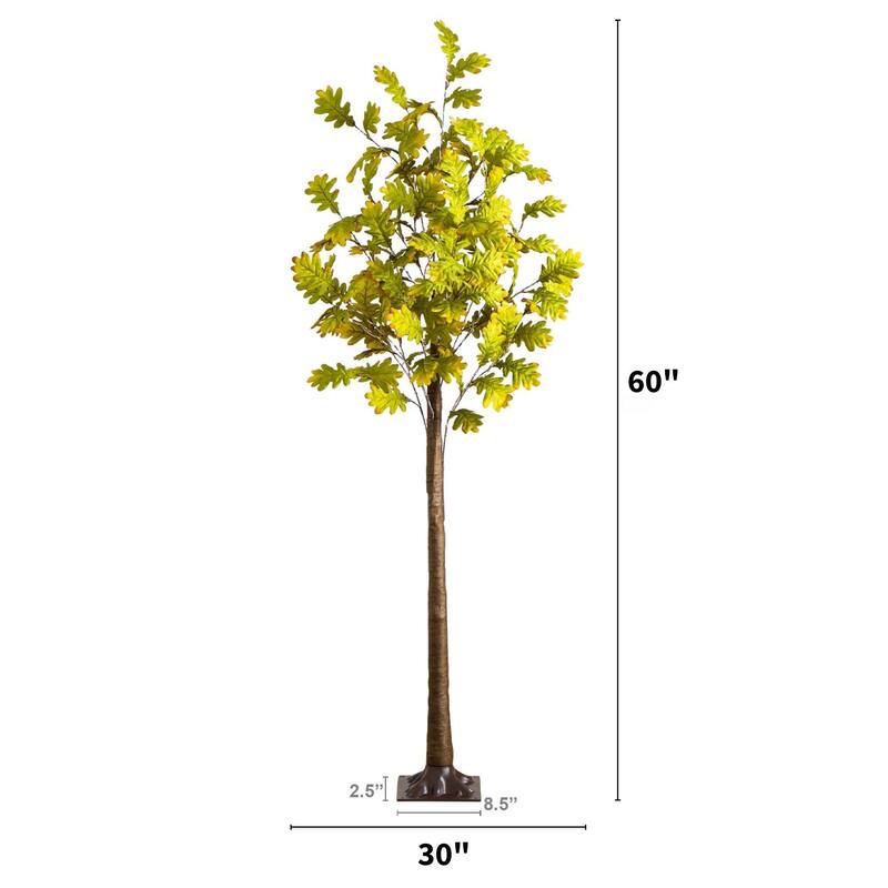Pre-Lit Oak Fall Harvest Artificial Tree - 5' - Warm White LED Lights