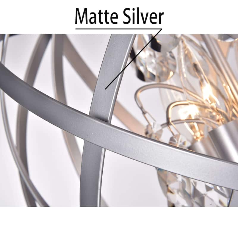Benita Matte Silver 4-light Metal Crystal Orb Chandelier