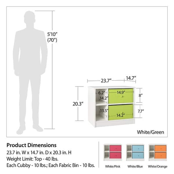 Ameriwood Home Mya Park Nightstand with 2 Fabric Bins