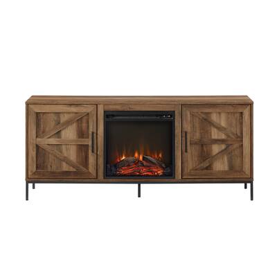 58-Inch Electric Fireplace Entertainment Center with Storage and Faux Flame Control - N/A