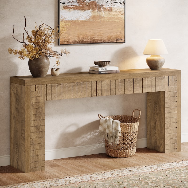 70.9" Long Farmhouse Console Sofa Table Behind Couch - 11.4" D x 70.9" W x 33.4" H
