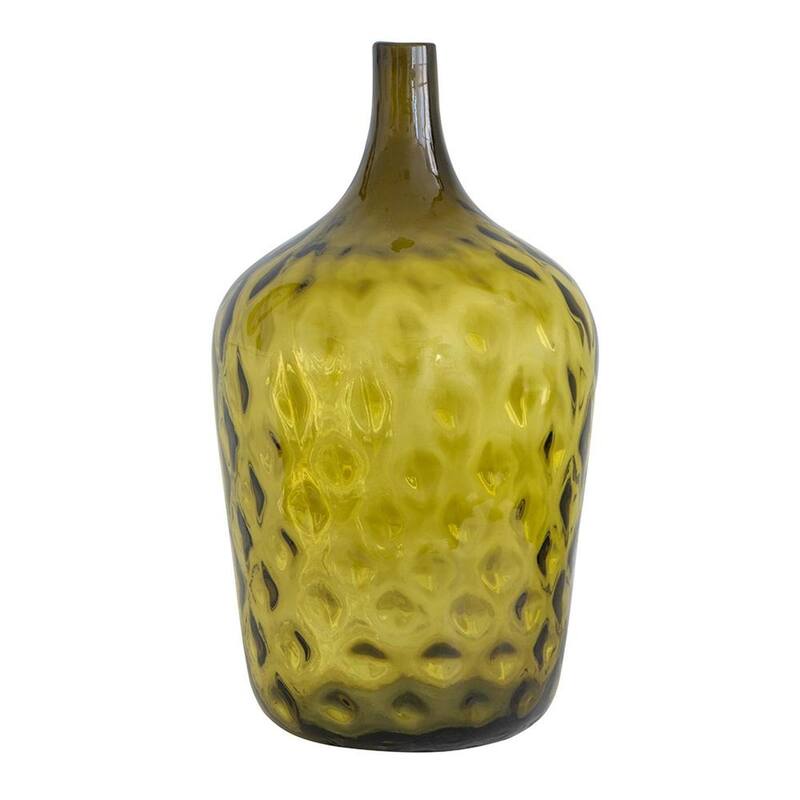 21" Olive Green Hammered Glass Table Vase - 11.80