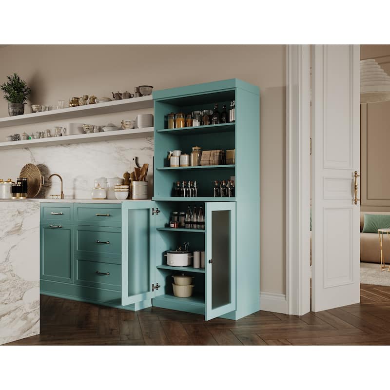 100% Solid Wood 32" Kitchen Pantry Cabinet with 2 Doors by Palace Imports