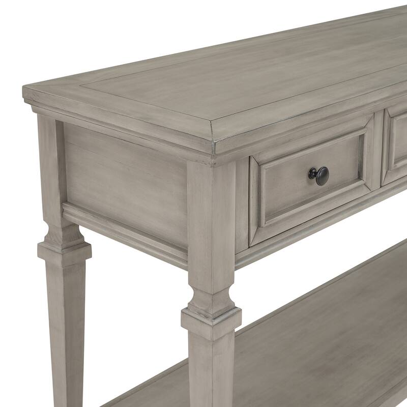 Classic Retro Style Console Table with Three Top Drawers and Open Style Bottom Shelf