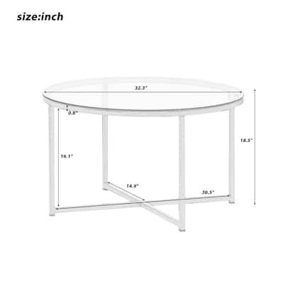 Clihome Coffee Table End Table,Glass