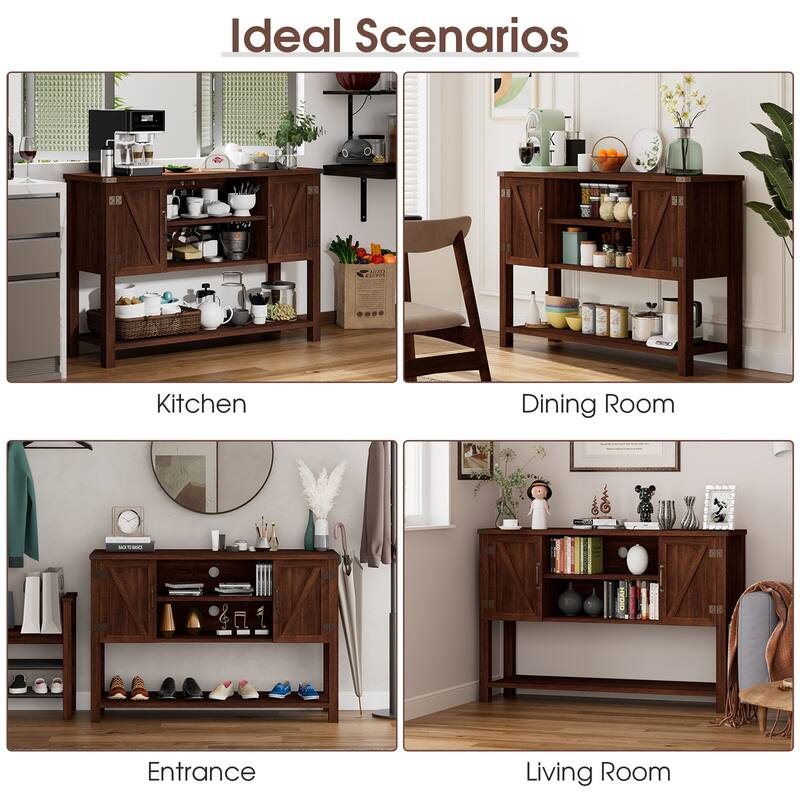 Gymax Buffet Sideboard Storage Cupboard Console Table w/ Open Shelf & - See Details