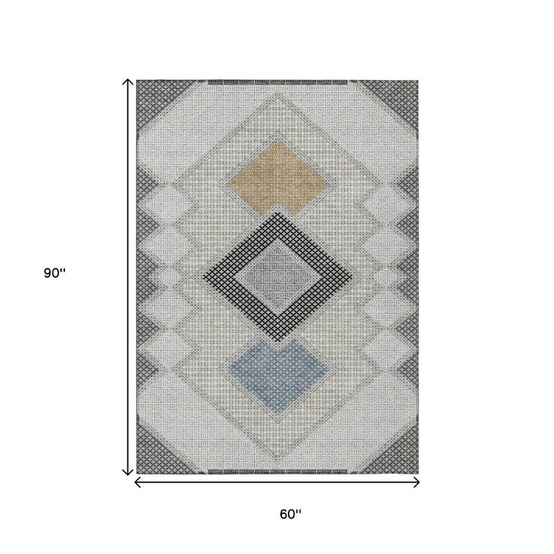 HomeRoots Geometric Transitional Rectangle Outdoor Rug