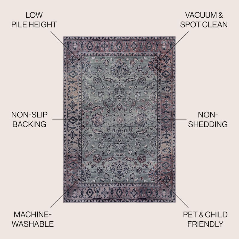 JONATHAN Y Regis Ornate Persian All-Over Machine Washable Area Rug