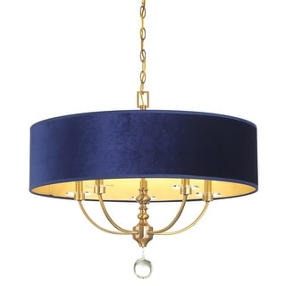 Minka Lavery 3485 Van Noord 5 Light 26" Wide Pendant with Blue Velvet