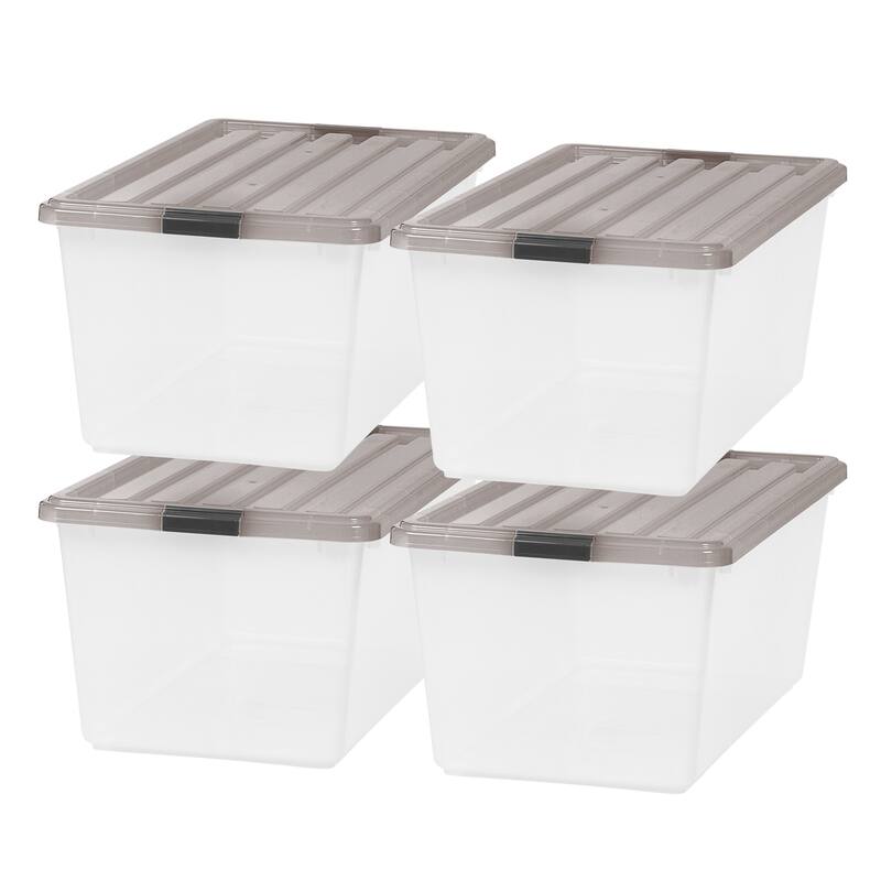 IRIS USA® Clear Boxes 91 Qt Buckle Lid - Gray - Set of 4