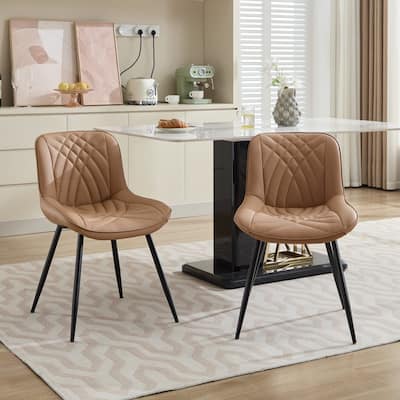 Modern Upholstered Faux Leather Dining Chairs, Set of 2