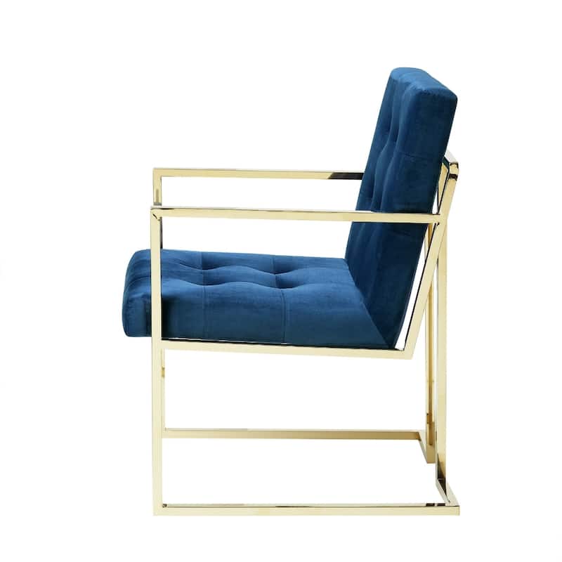 Set of 2 Modern Upholstered Arm Dining Chairs with Tufted Solid Back Steel Legs for Dining Room - 36.3”H x 20.9”W x 27.2”D