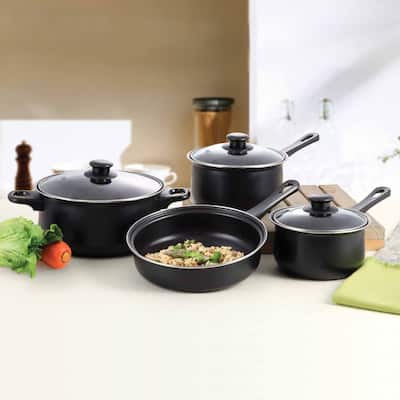 Gibson Home Chef Du Jour 7 Piece Carbon Steel Nonstick Cookware Set