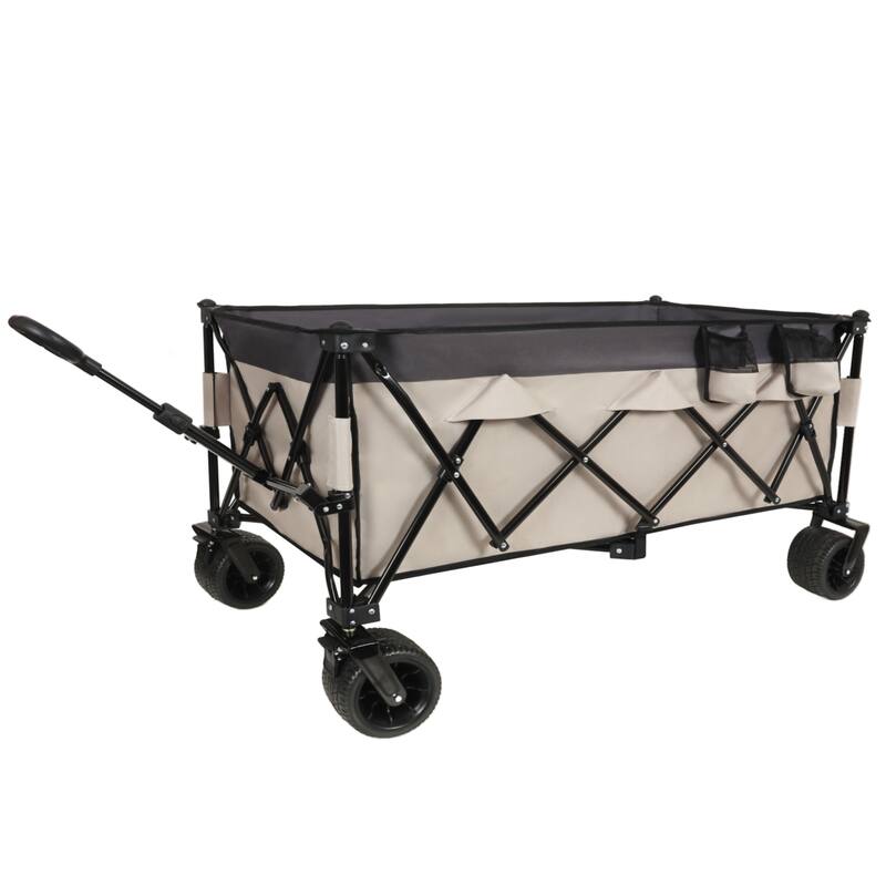 Heavy-Duty Foldable Utility Wagon - 480lbs Capacity,1:6 Space-Saving Fold & 7" All-Terrain Wheels,No Assembly Needed