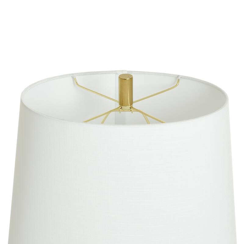 Shallows Brass Table Lamp - Polyresin Double Circle Cream Striped - White Shade