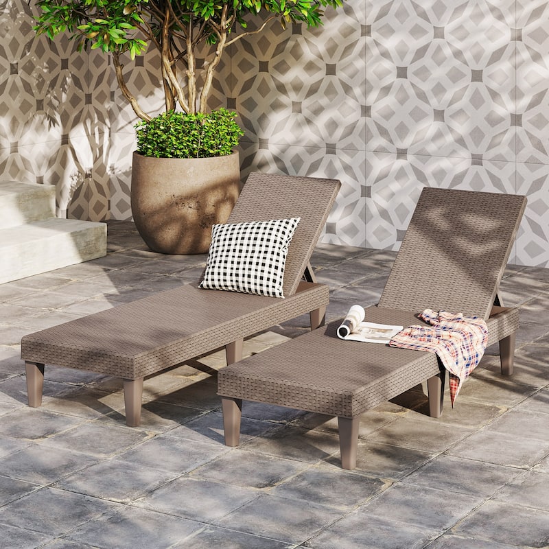 PP Chaise Lounge Adjustable, All-Weather, Rattan Style for Outdoors - 59"x 22.5" x 34.5" (L x W x H)