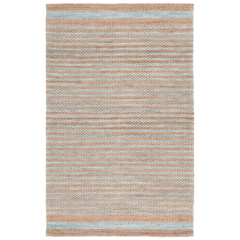 Martha Stewart by SAFAVIEH Handmade Deivi Jute Rug - Natural/Light Blue - 5' x 8'