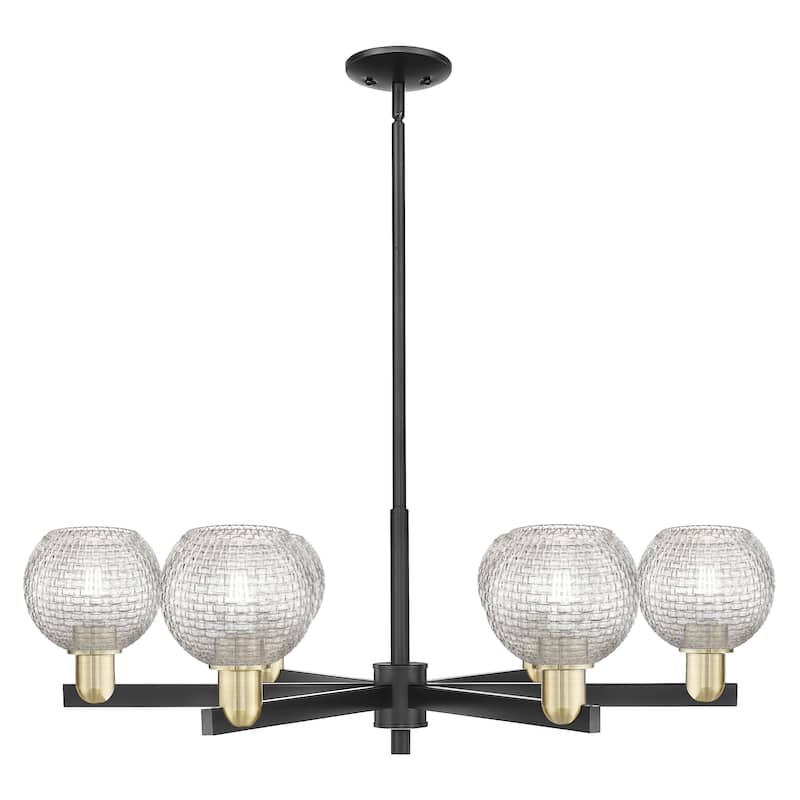 Innovations Lighting Endless Possibilities Arcadia - Athens - 6 Light 36" Basketweave Stem Hung Chandelier - Black Antique Brass