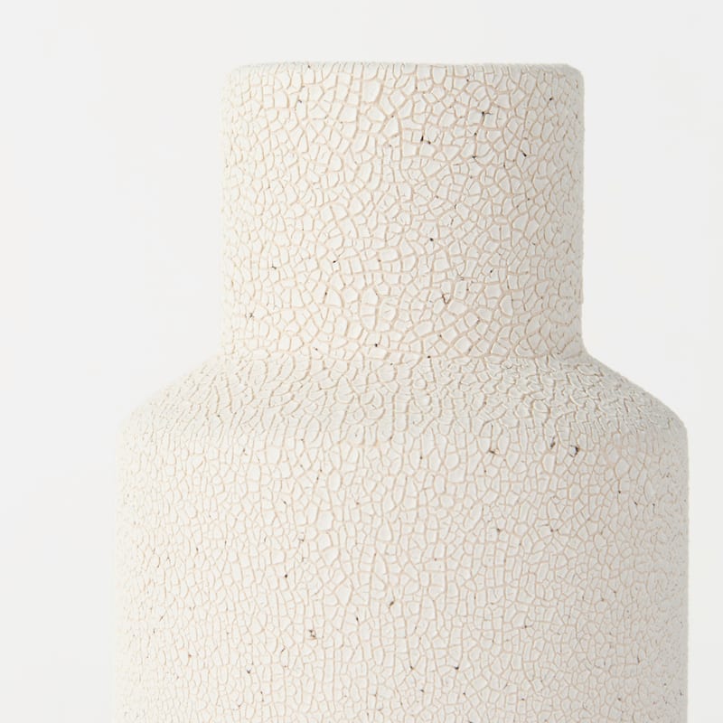 Salar Cream Gourd Style Crackled Ceramic Vase (11")