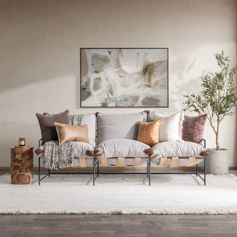 Classic Home Palermo Fabric and Iron Sofa - Grey