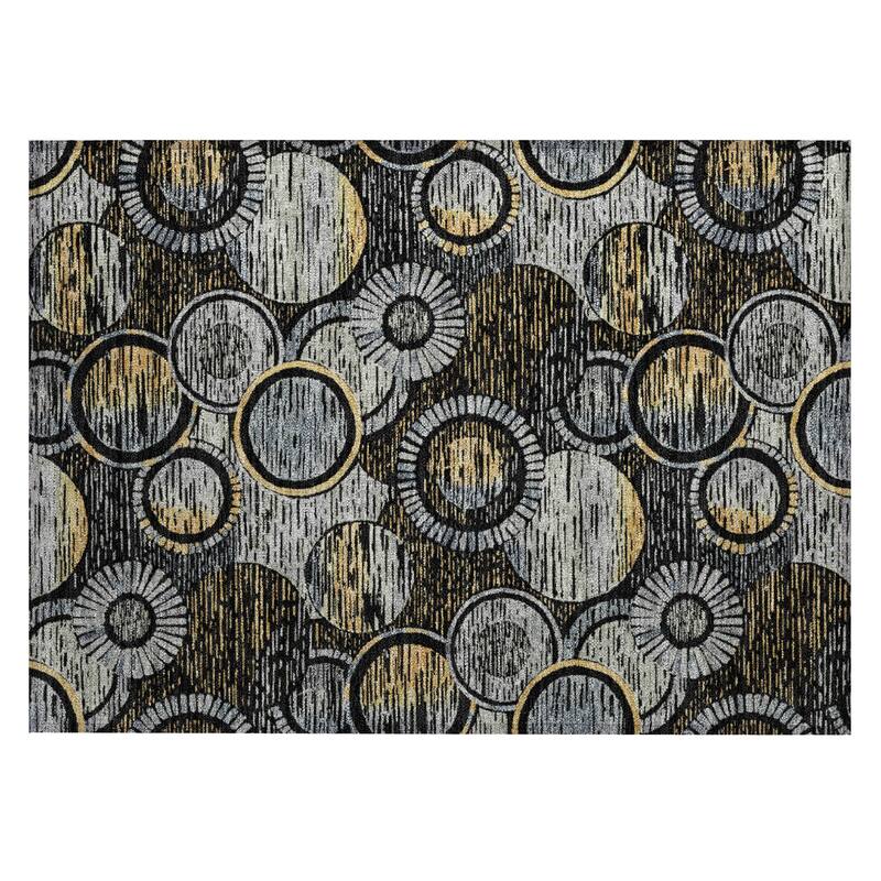 Machine Washable Indoor/Outdoor Contemporary Wheels Chantille Rug