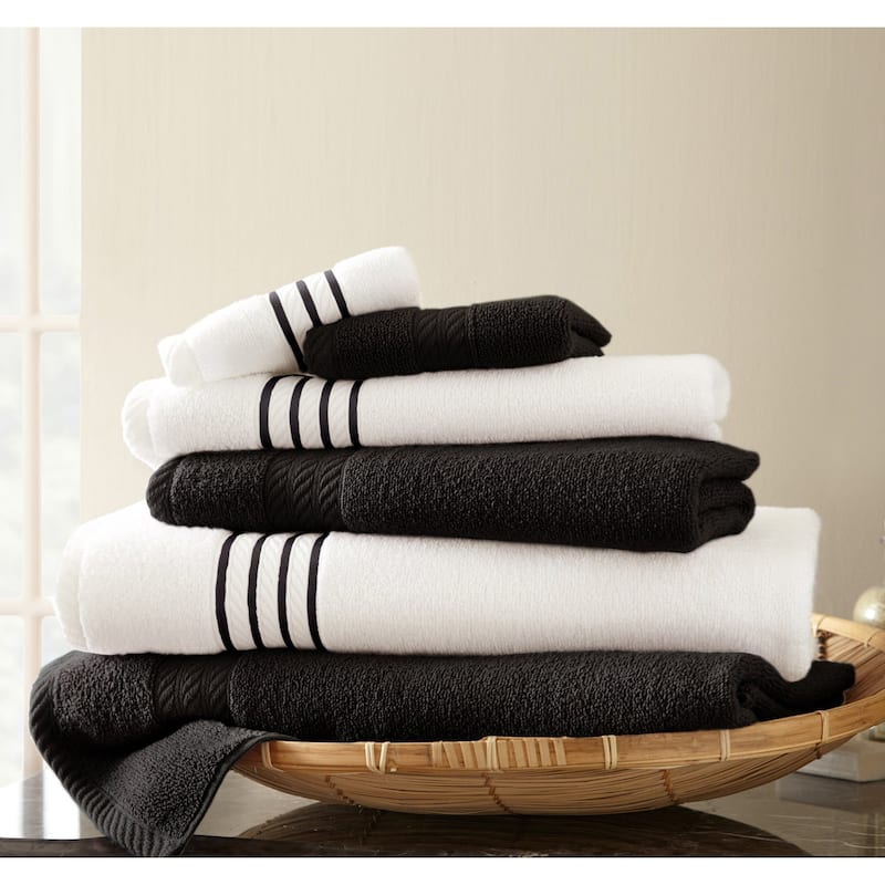 Modern Threads Quick Dry Stripe 6-piece Towel Set - Black