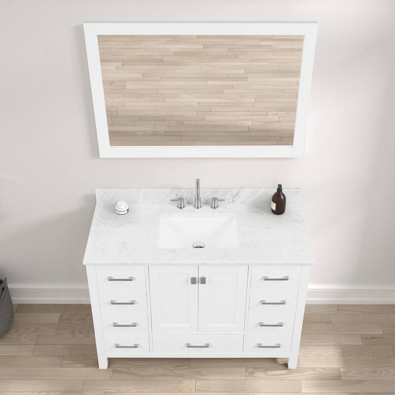 Blossom Geneva 48 Inch Bathroom Vanity with Marble Top, Sink & Mirror