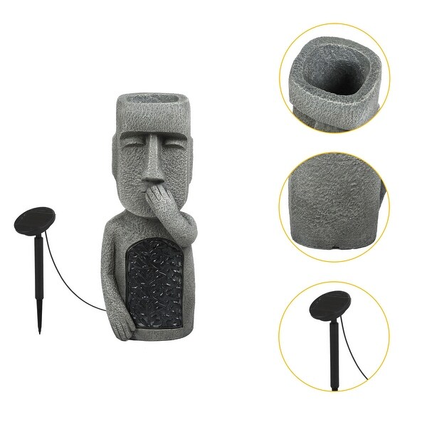 See, Hear, Speak No Evil Garden Easter Island Tiki Solar Powered