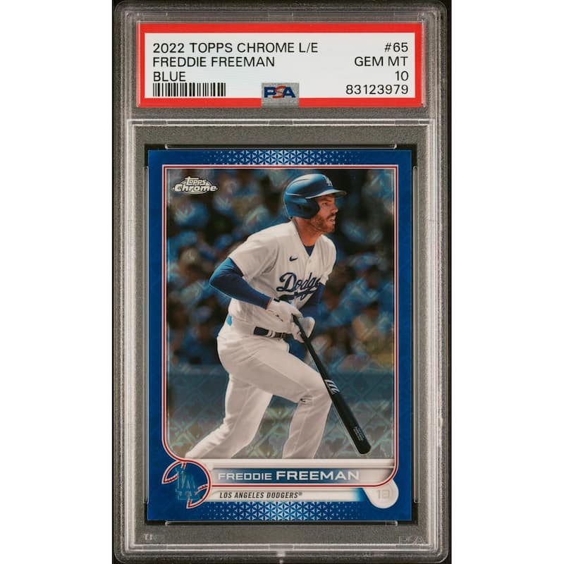 Freddie Freeman 2022 Topps Chrome Logoman Edition Blue Baseball Card #65 Graded PSA 10 78/150 - 8' x 11'