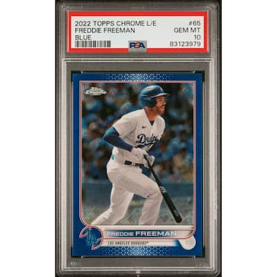 Freddie Freeman 2022 Topps Chrome Logoman Edition Blue Baseball Card #65 Graded PSA 10 78/150 - 8' x 11'