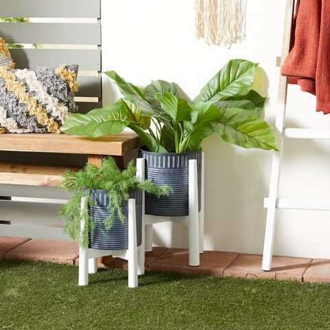 Iron Coastal Planter (Set of 2) - 10 x 10 x 18