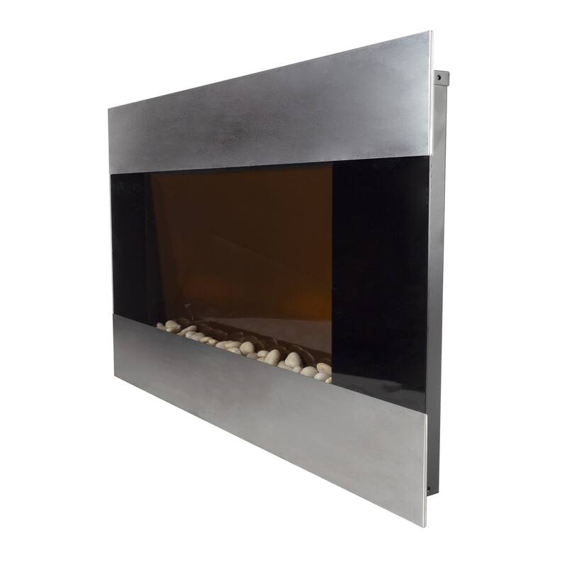 Hastings Home 36-Inch Stainless Electric Fireplace