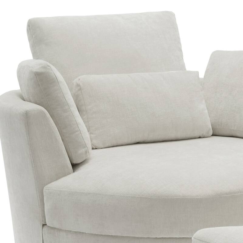 Modern Swivel Barrel Chair, Upholstered Swivel Accent Chair for Living Room