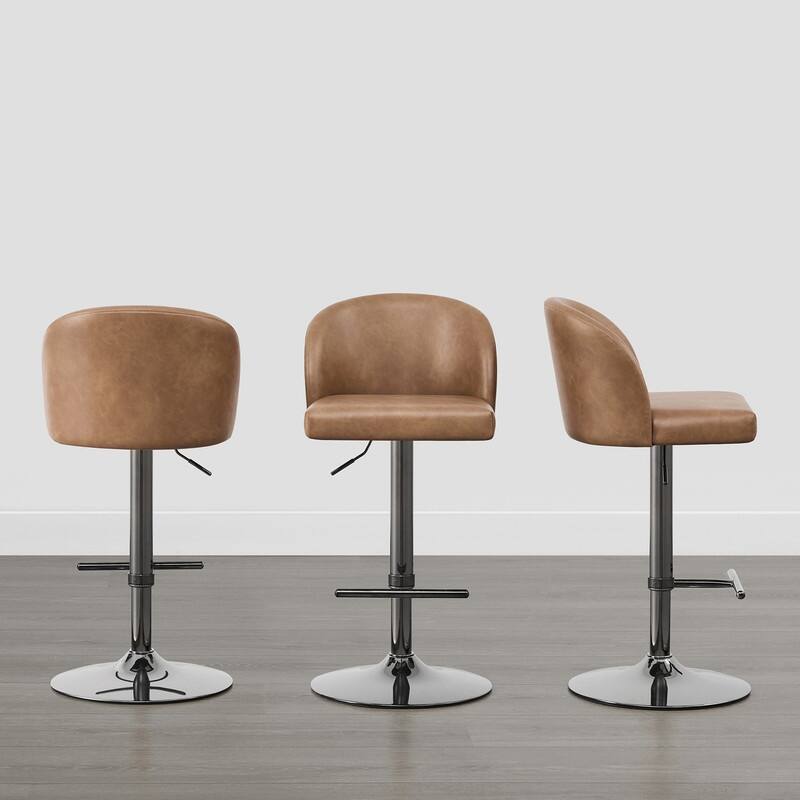 Spruce & Spring Charlotte Modern Adjustable Swivel Bar Stools Set with Arched Footrest