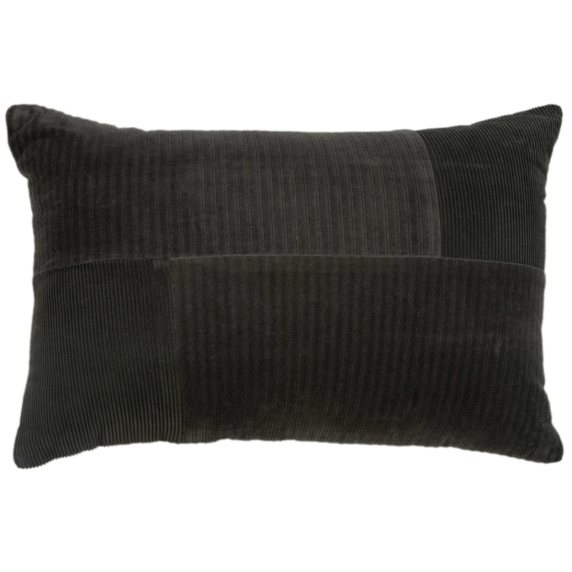 Rizzy Home Solid Corduroy Modern Pattern Blocked Throw Pillow