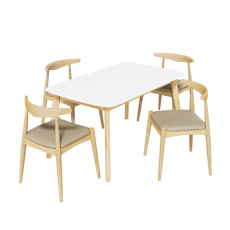 Christopher Knight Home - Modern 5-Piece Dining Set with 59" Rectangular Dining Table & Ergonomic Upholstered Dining Chairs